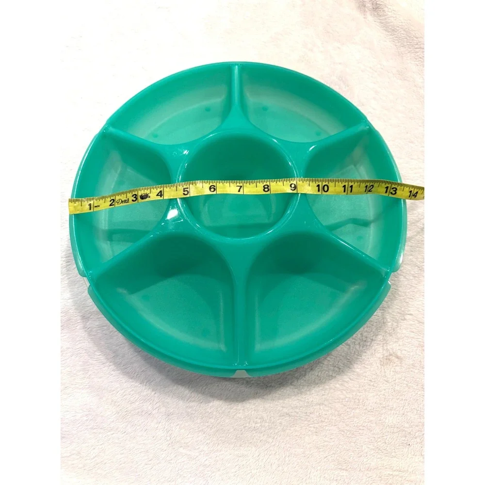 Tupperware Jele-ette Serving Tray Green 6‎ Compartment Veggie Platter 1666D-1